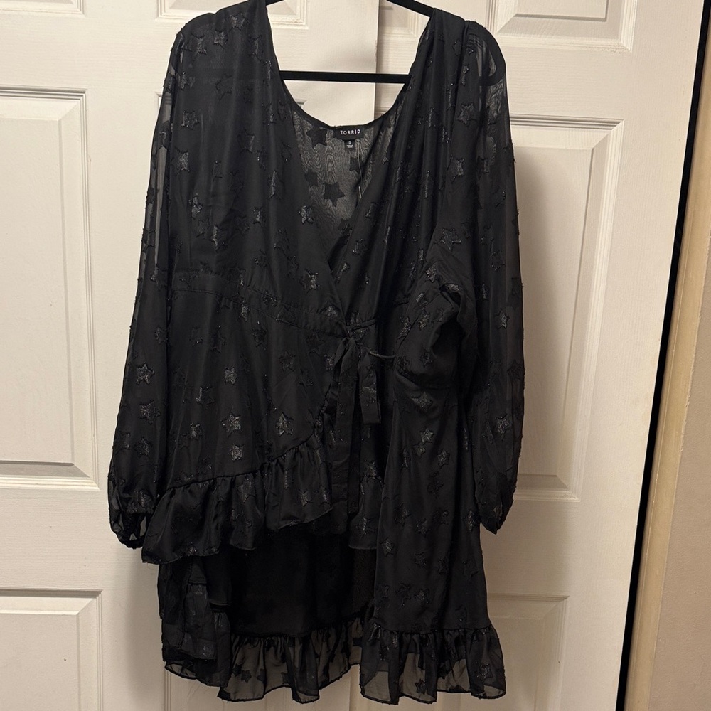 Torrid Black Star-Detail Wrap Blouse